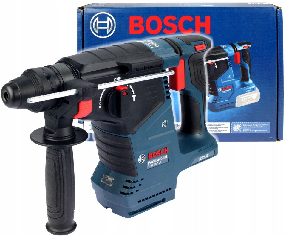 Перфоратор акумуляторний Bosch GBH 187-LI, SDS-plus, 18В, 1х5А•год, 2.4Дж, 3 режими, 3кг