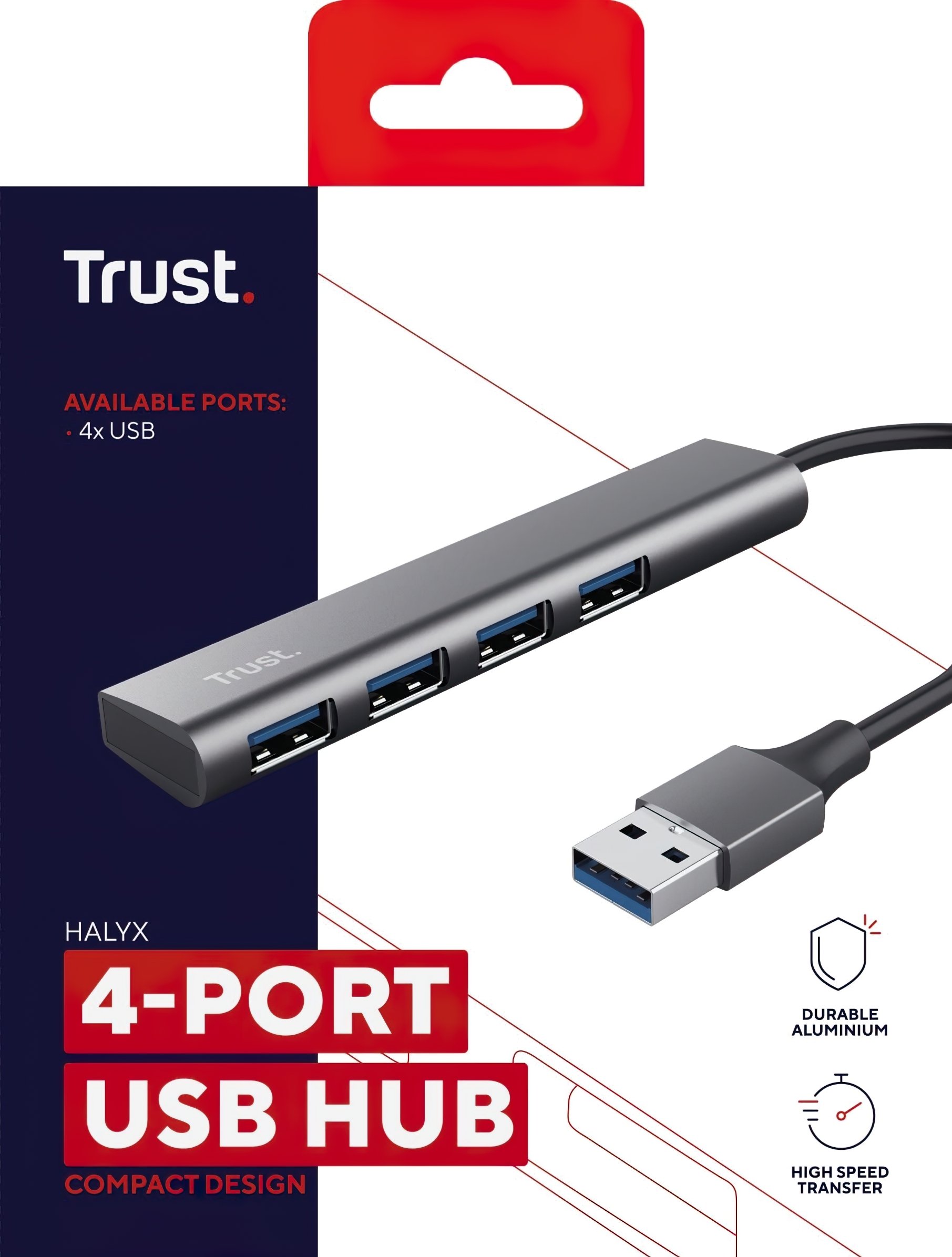 USB-хаб Trust Halyx 4-Port USB-A 3.2 Grey (24947_TRUST)