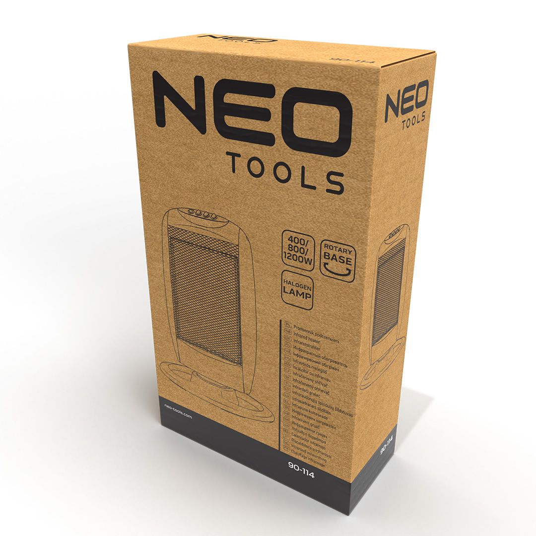 Обігрівач інфрачервоний Neo Tools 90-114, 1200Вт, галогенний нагрів. елемент, функція осциляції, сірий