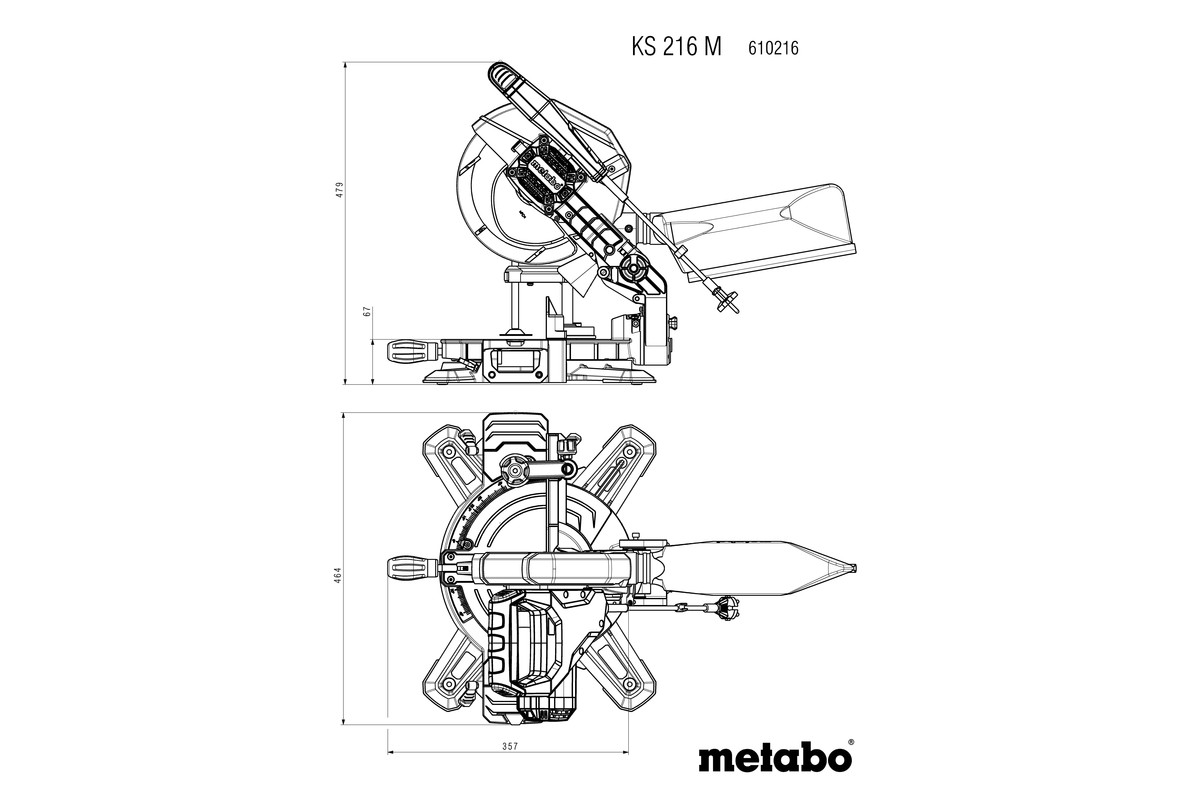 Пила торцювальна Metabo KS 216M, 1100Вт, диск 216мм, пропил 60/45мм, 8.7кг