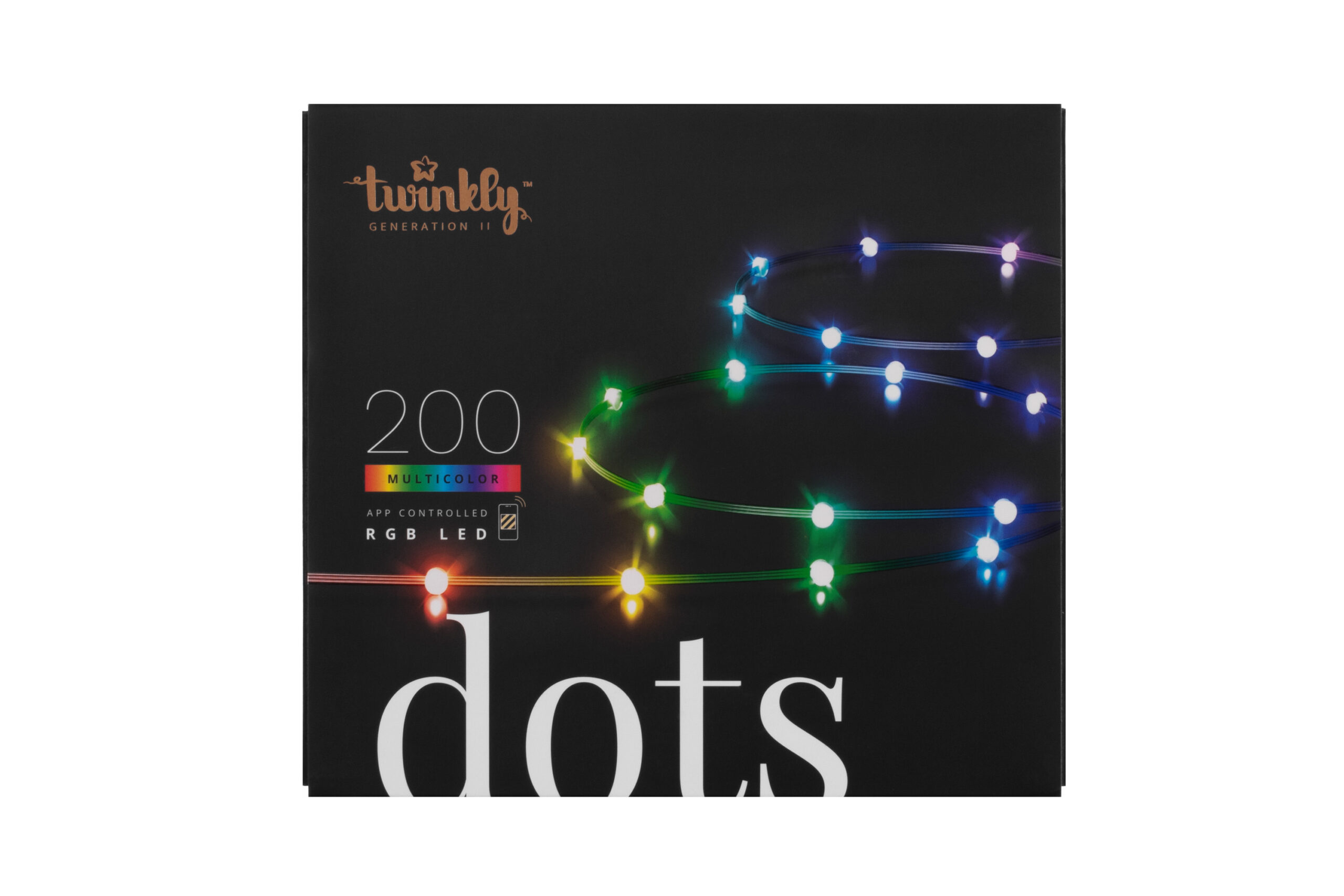 Smart LED Гірлянда Twinkly Dots Lights RGB 200 Gen II, IP44, 10м, прозорий кабель (TWD200STP-BEU)