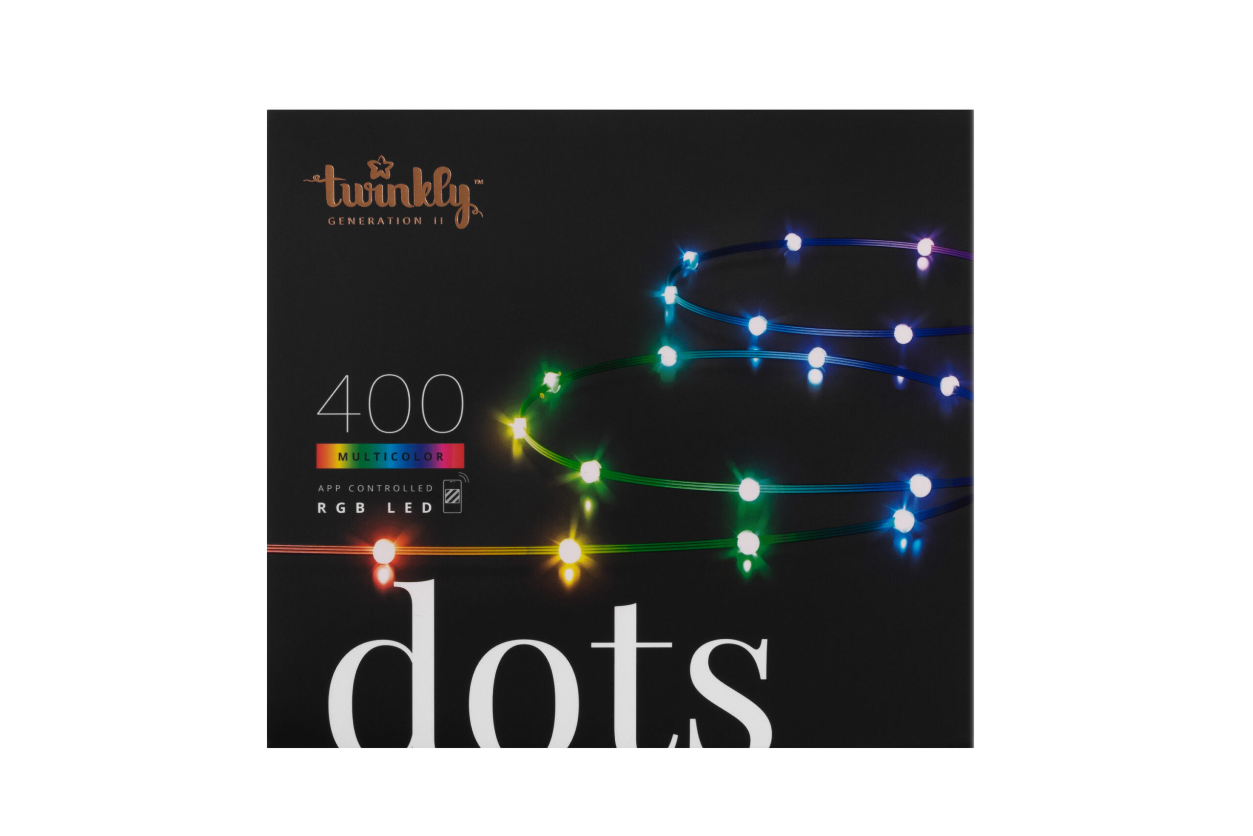 Smart LED Гірлянда Twinkly Dots Lights RGB 400 Gen II, IP44, 20м, прозорий кабель (TWD400STP-TEU)