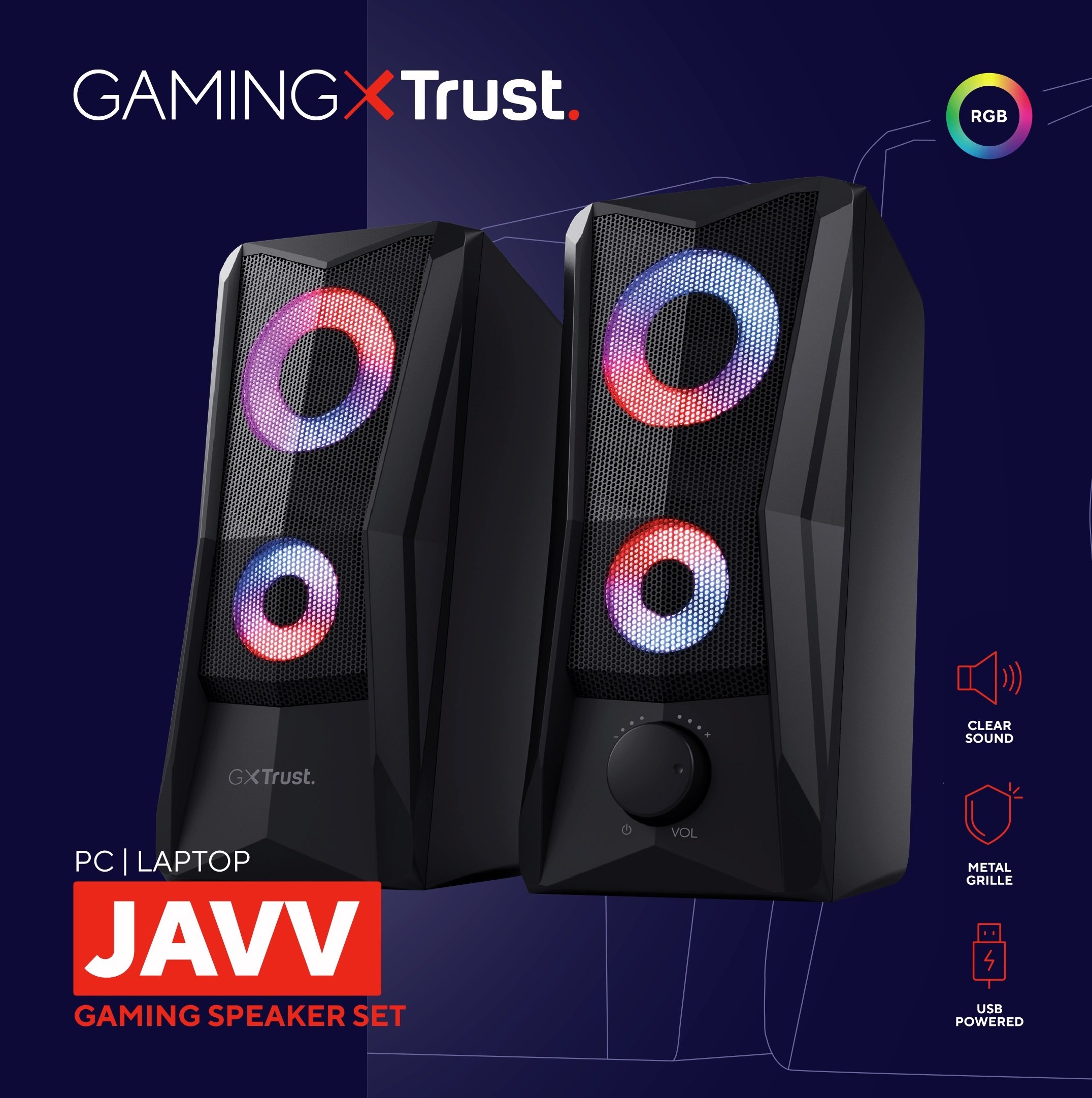 Акустична система Trust GXT 606 JAVV 2.0 USB/AUX RGB Black (25108_TRUST)