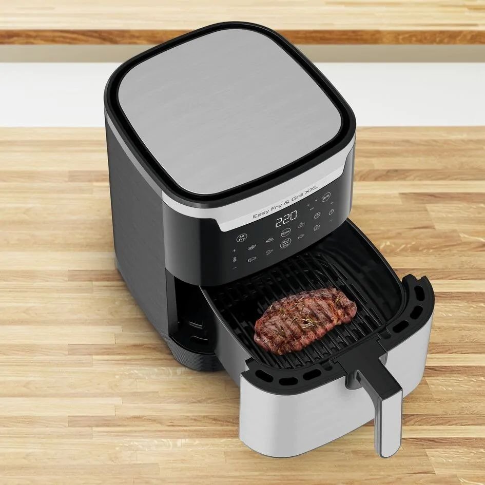 Мультипіч Tefal EasyFry&Grill XXL, 1830Вт, чаша-6.5л, сенсорне керув., 8 програм, пластик, чорно-сірий