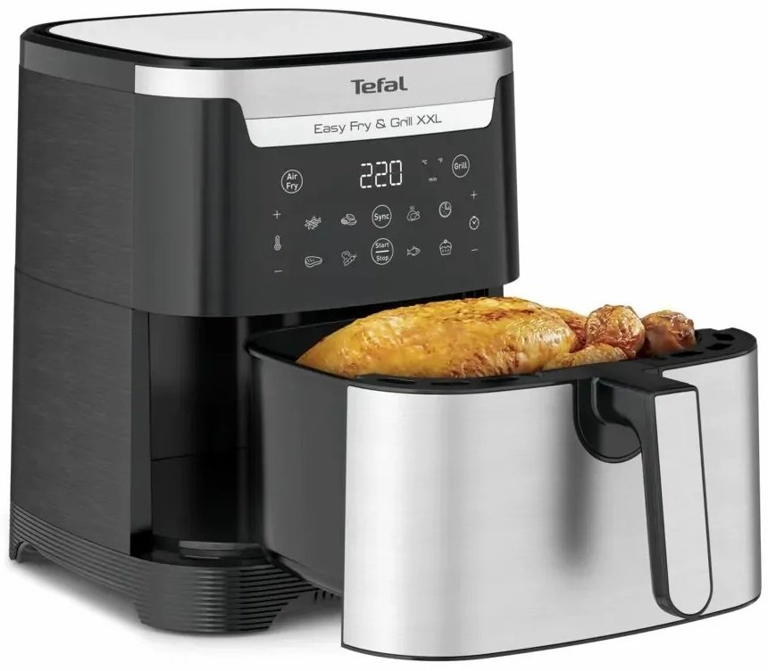 Мультипіч Tefal EasyFry&Grill XXL, 1830Вт, чаша-6.5л, сенсорне керув., 8 програм, пластик, чорно-сірий