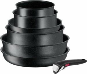 Набір посуду Tefal Ingenio Black Stone 7 предметів, чорний (L3998702)