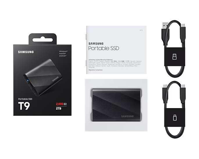 Портативний SSD Samsung 2TB USB 3.2 Gen 2 Type-C T9 Black (MU-PG2T0B/EU)