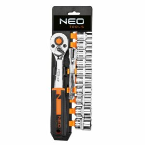 Набір торцевих головок Neo Tools, 12шт, 3/8", тріскачка 90 зубців, CrV