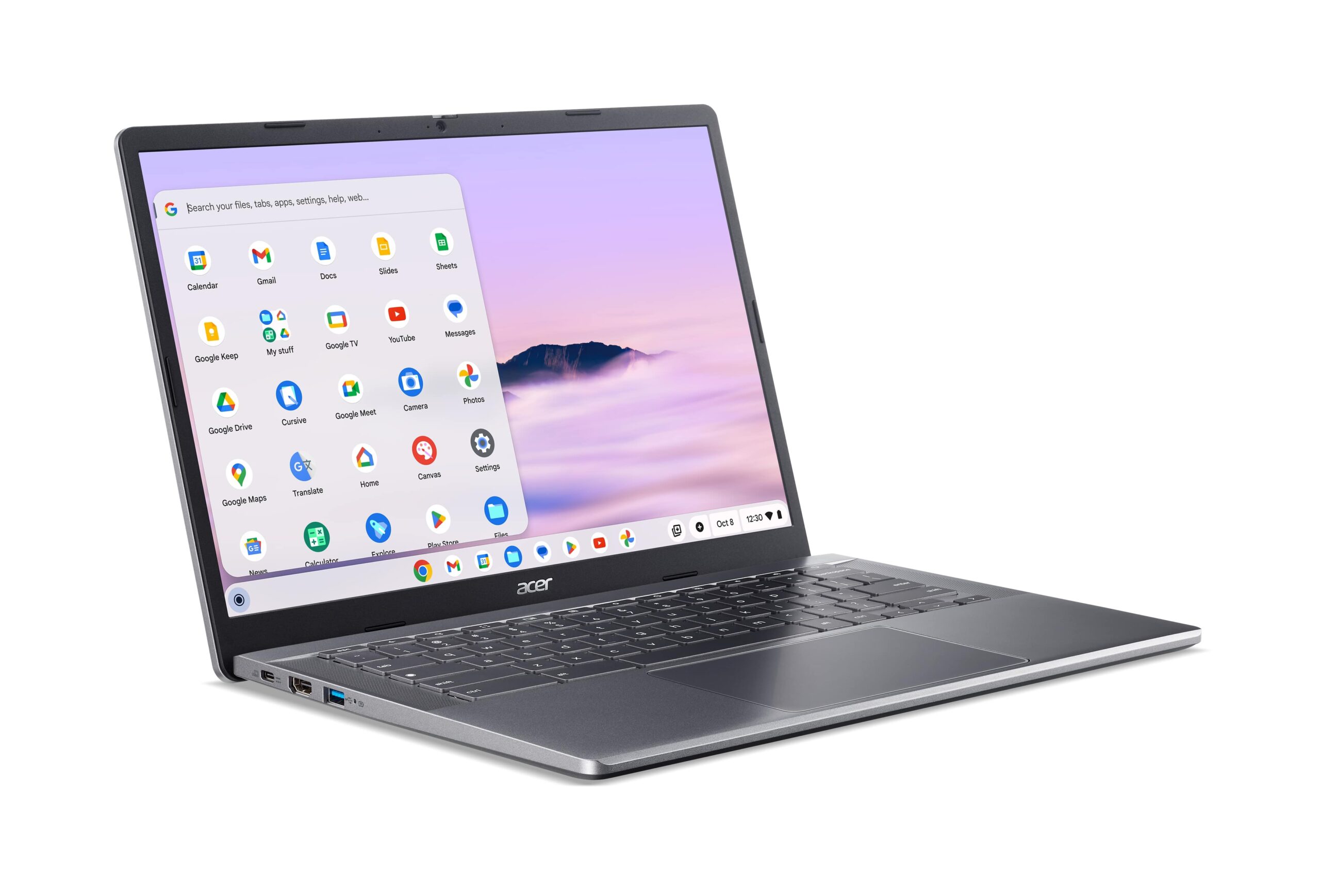 Acer Ноутбук Chromebook Plus CB514-3HT 14" WUXGA IPS Touch, AMD R3-7320C, 8GB, F512GB, UMA, ChromeOS, сірий