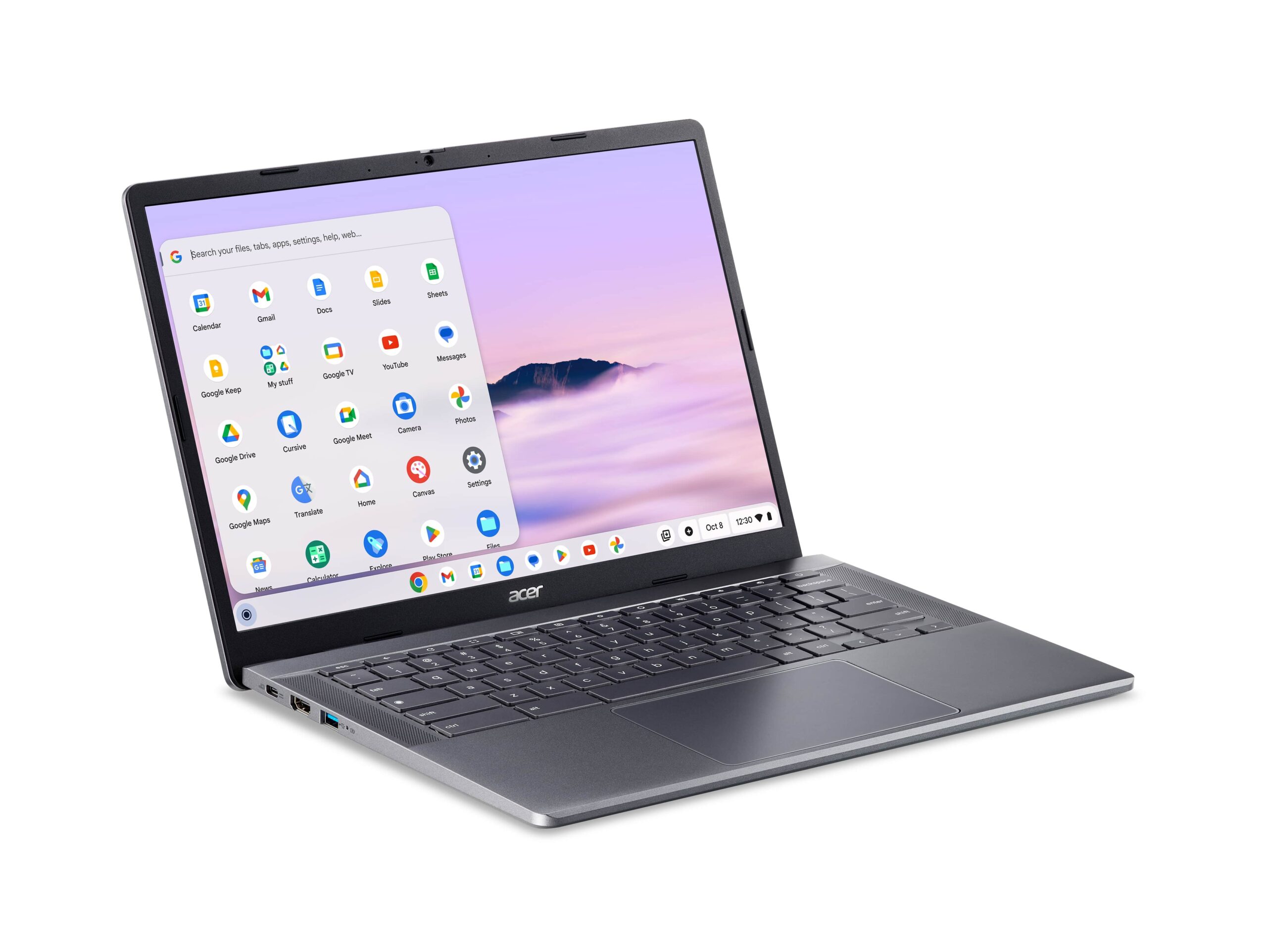 Acer Ноутбук Chromebook Plus CB514-3HT 14" WUXGA IPS Touch, AMD R3-7320C, 8GB, F512GB, UMA, ChromeOS, сірий