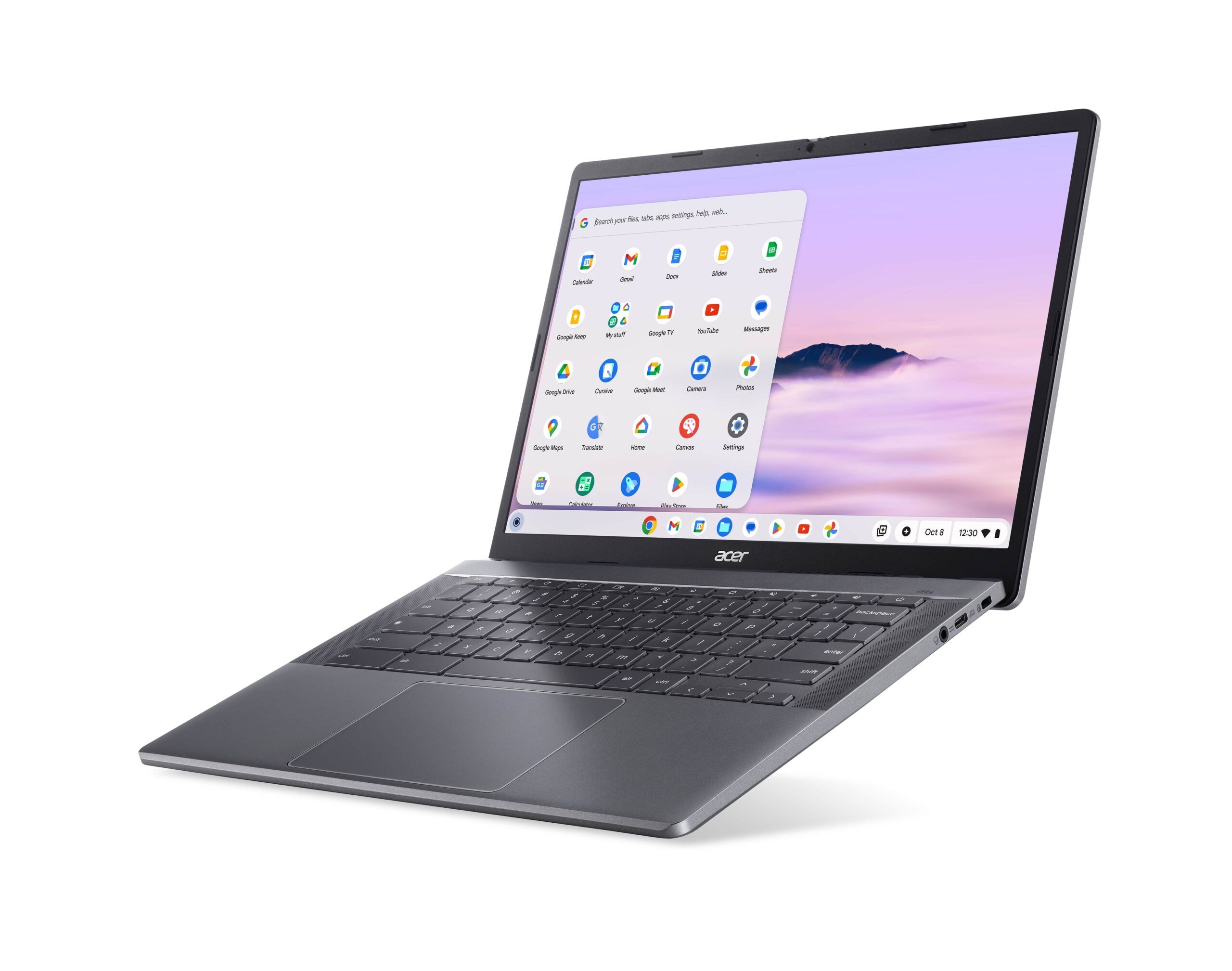 Acer Ноутбук Chromebook Plus CB514-3HT 14" WUXGA IPS Touch, AMD R3-7320C, 8GB, F512GB, UMA, ChromeOS, сірий