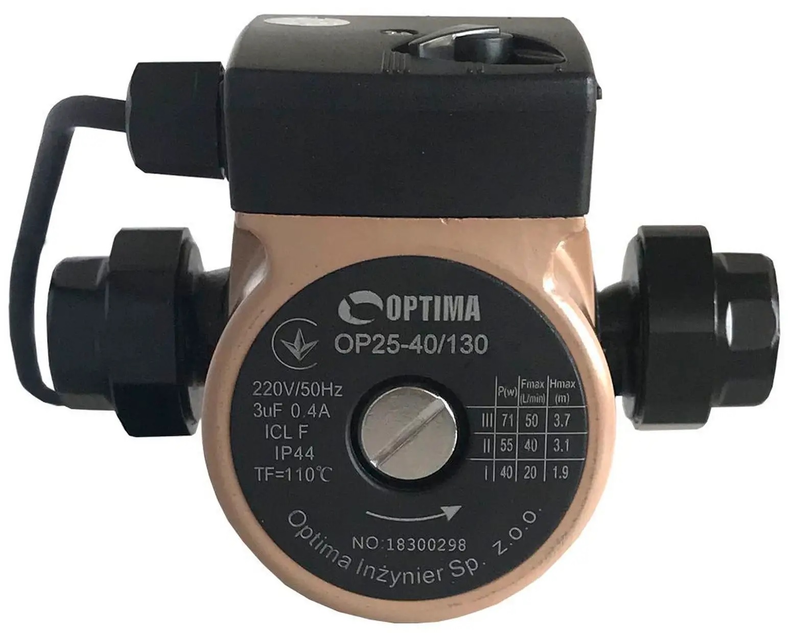 Насос циркуляційний Optima OP25-40-130, G 1 1/4", 10 бар, 130мм, 71Вт, 230В