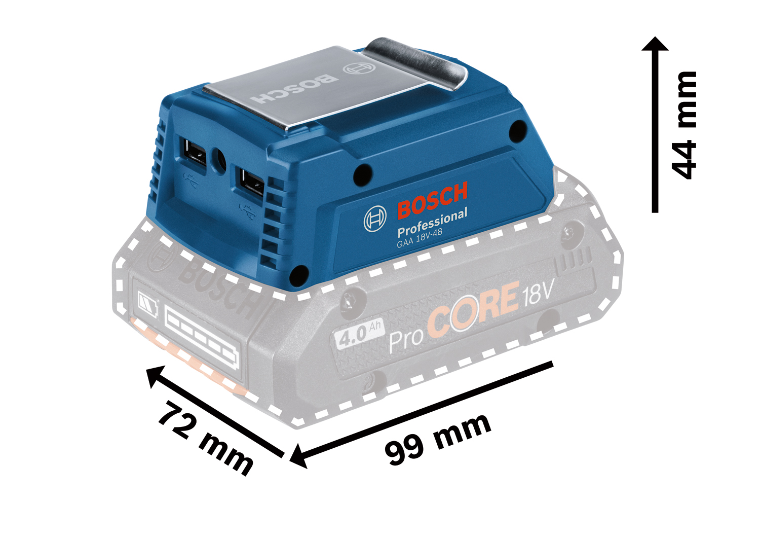 USB-адаптер для батарейки Bosch GAA 18V-48 Professional, 2.4 А