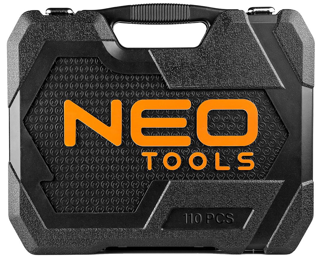 Набір інструментів Neo Tools, Набір торцевих головок, 110шт, 1/2", 1/4", CrV, кейс