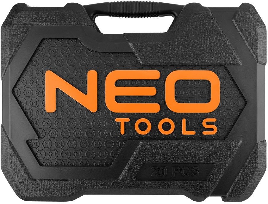 Набір інструментів Neo Tools, Набір торцевих головок, 20шт, 1/2", тріскачка 90 зубців, CrV, кейс