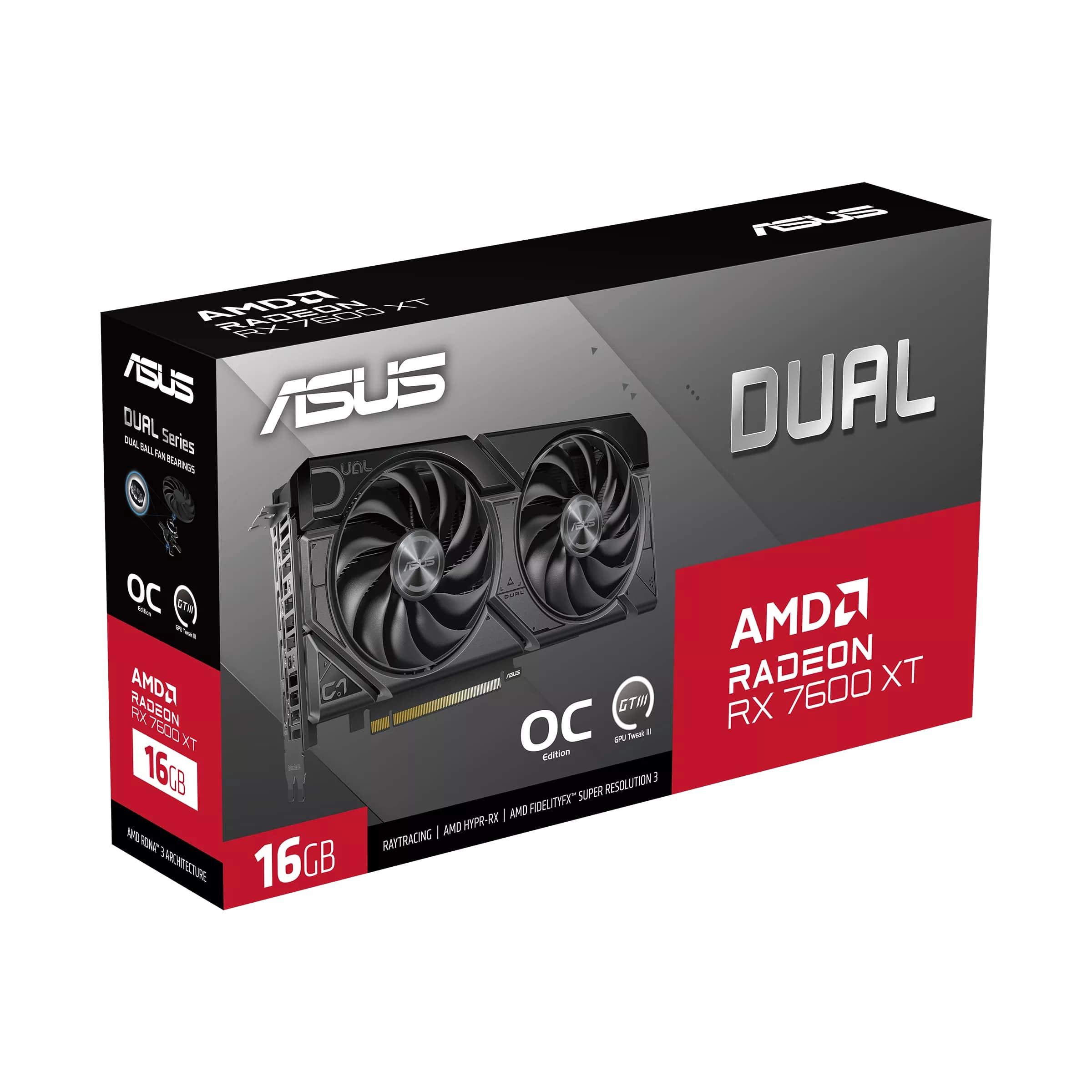 Видеокарта ASUS Radeon RX 7600 XT 16GB GDDR6 DUAL OC (90YV0K21-M0NA00)