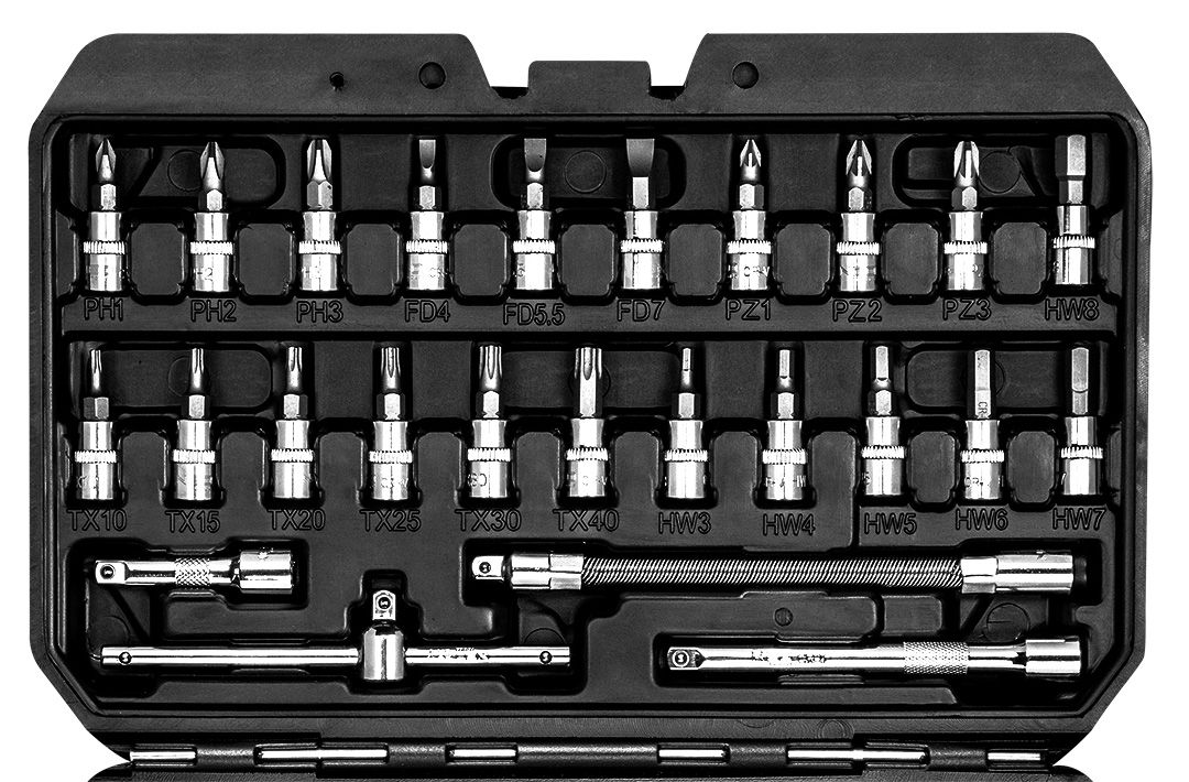 Набір інструментів Neo Tools, Набір торцевих головок, 53шт, 1/4", CrV, кейс