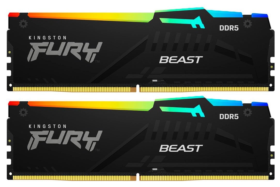 Пам`ять ПК Kingston DDR5 64GB KIT (32GBx2) 5600 FURY Beast RGB (KF556C40BBAK2-64)