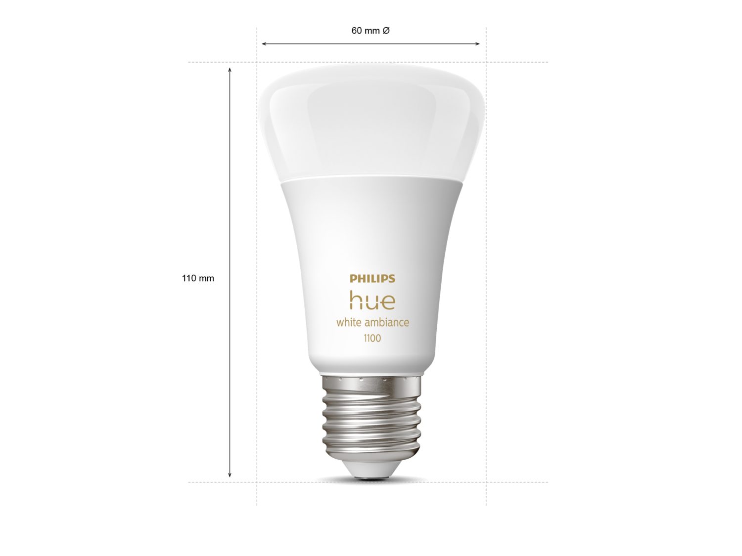 Лампа розумна Philips Hue E27, 11W(60Вт), 2200K-6500K, Tunable white, ZigBee, Bluetooth (929002468401)