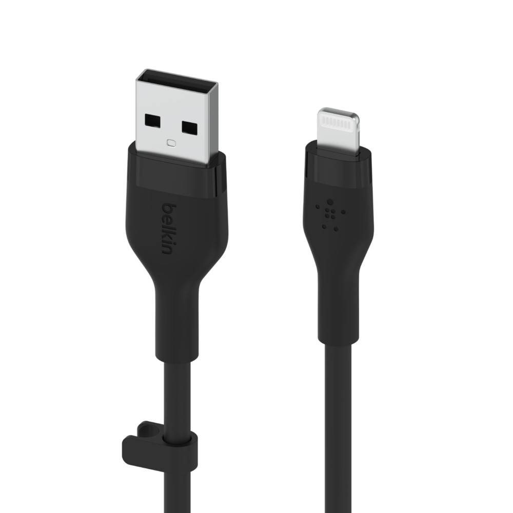 Кабель Belkin USB-A – Lightning силіконовий, з кліпсою, 2m Black (CAA008BT2MBK)