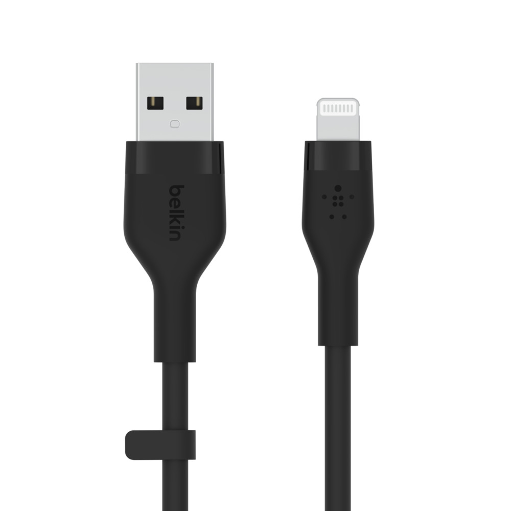 Кабель Belkin USB-A – Lightning силіконовий, з кліпсою, 2m Black (CAA008BT2MBK)