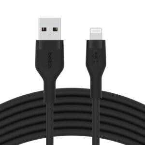 Кабель Belkin USB-A – Lightning силіконовий, з кліпсою, 2m Black (CAA008BT2MBK)