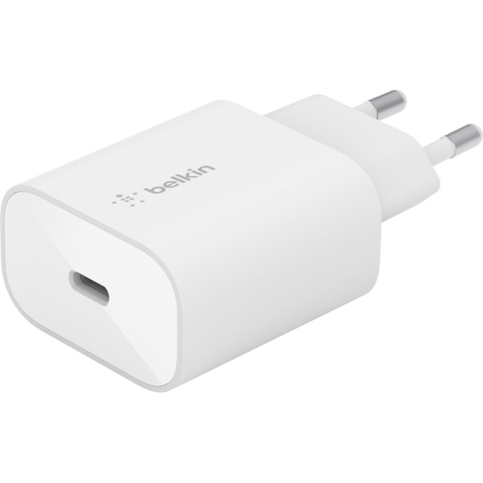 Зарядний пристрій мережевий Belkin 25Вт USB-С PD PPS, кабель USB-С > USB-C, 1м, PVC, білий