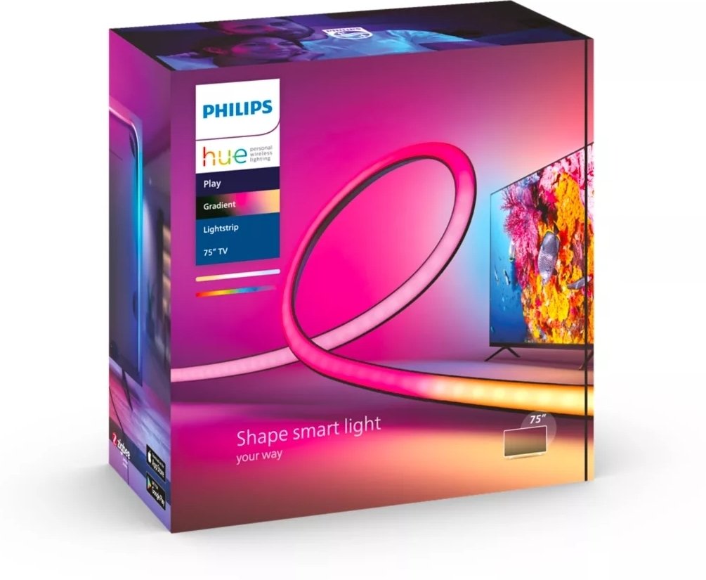 Стрічка світлодіодна розумна Philips Hue Play для ТВ 75", 0.5W(20Вт), 2000K-6500K, RGB, Gradient, ZigBee (929002422901)