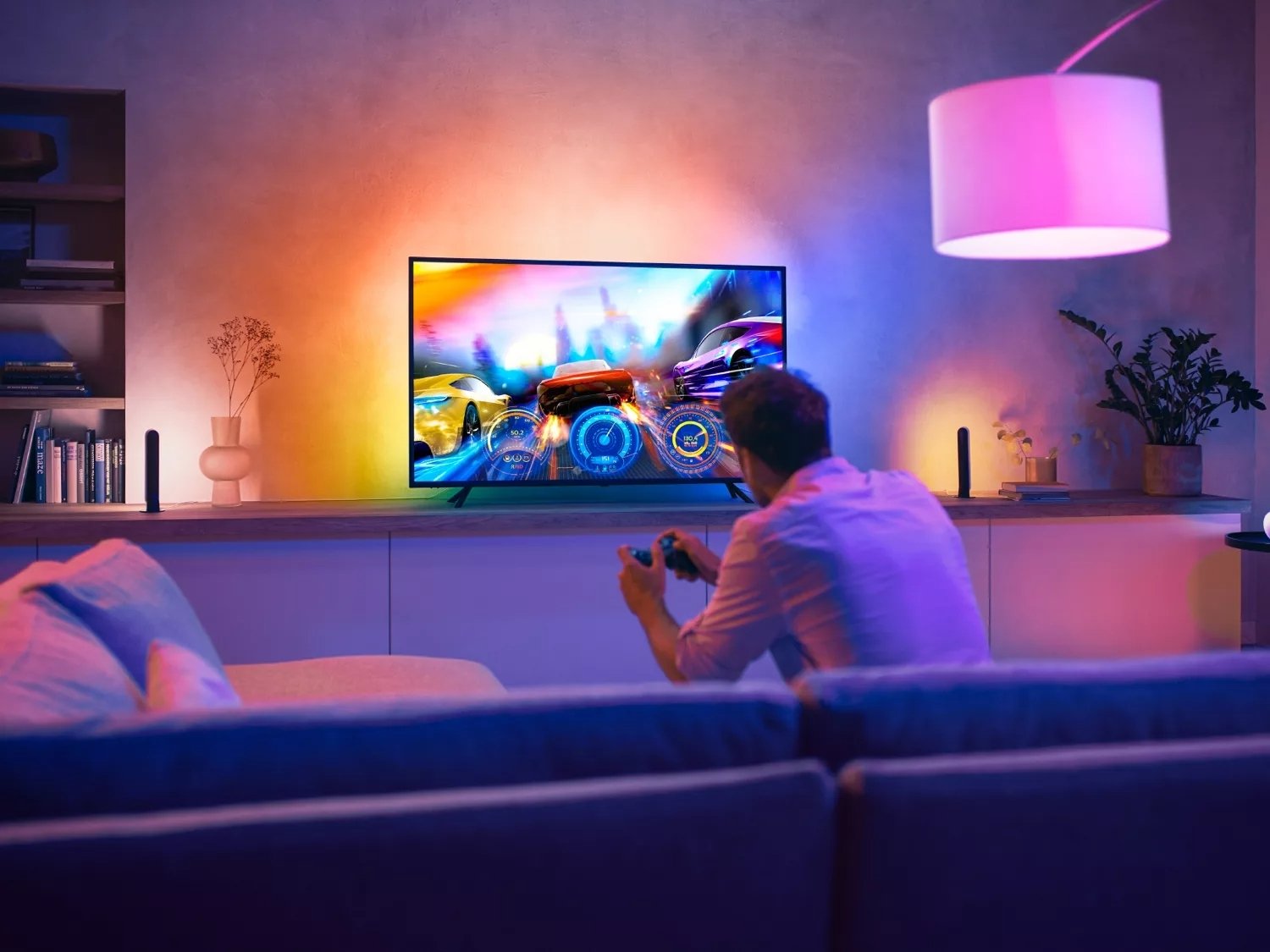 Стрічка світлодіодна розумна Philips Hue Play для ТВ 75", 0.5W(20Вт), 2000K-6500K, RGB, Gradient, ZigBee (929002422901)