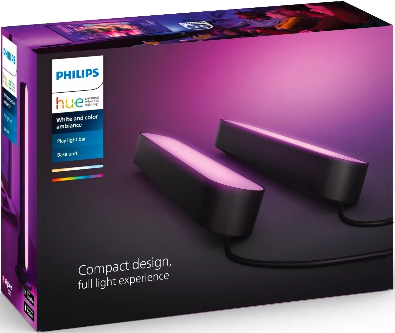 Панель освітлення розумна Philips Hue Play, RGB, ZigBee, димування (915005733901)