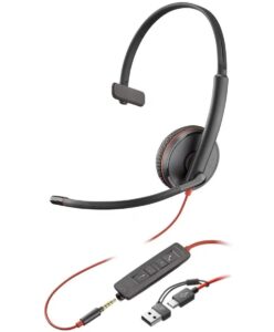 Гарнітура комп`ютерна моно On-ear Poly Blackwire 3215, USB-A, USB-C, Black (8X227AA)