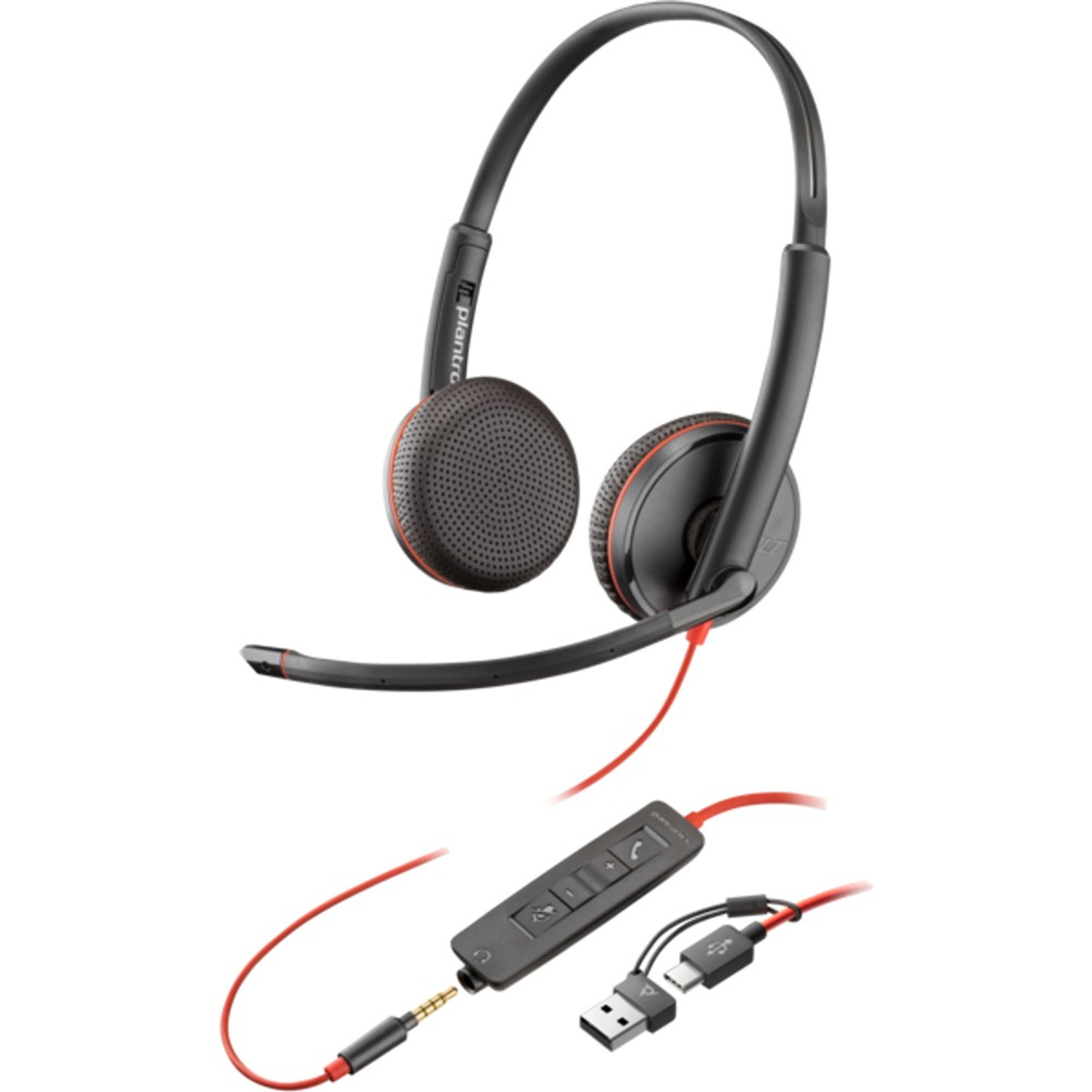 Poly Гарнітура комп'ютерна стерео On-ear Blackwire 3225, USB-A, USB-C, 3.5 мм, односпрямований, чорний