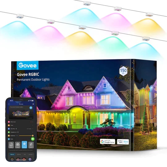 Гірлянда Smart LED Govee H705A Permanent Outdoor Lights, RGBIC, IP67, 30м, кабель прозорий