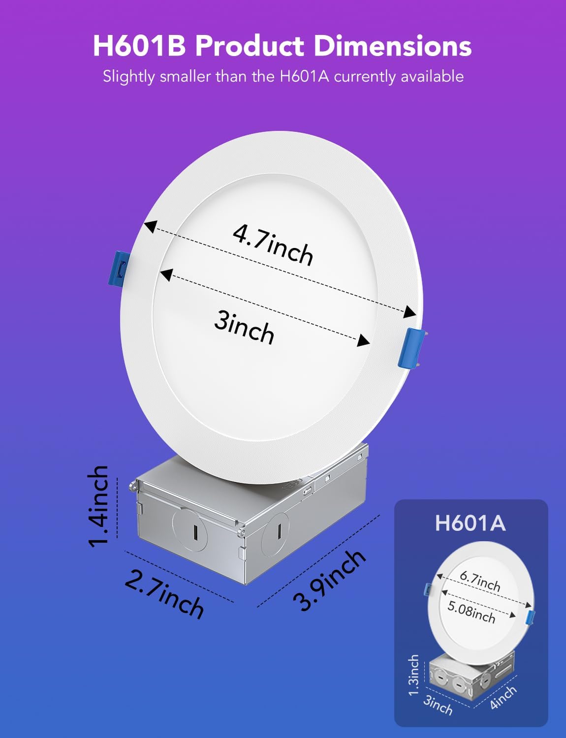 Світильник даунлайт Govee B601B Smart LED Recessed Lights, 2шт, RGBWW, WI-FI/Bluetooth, білий