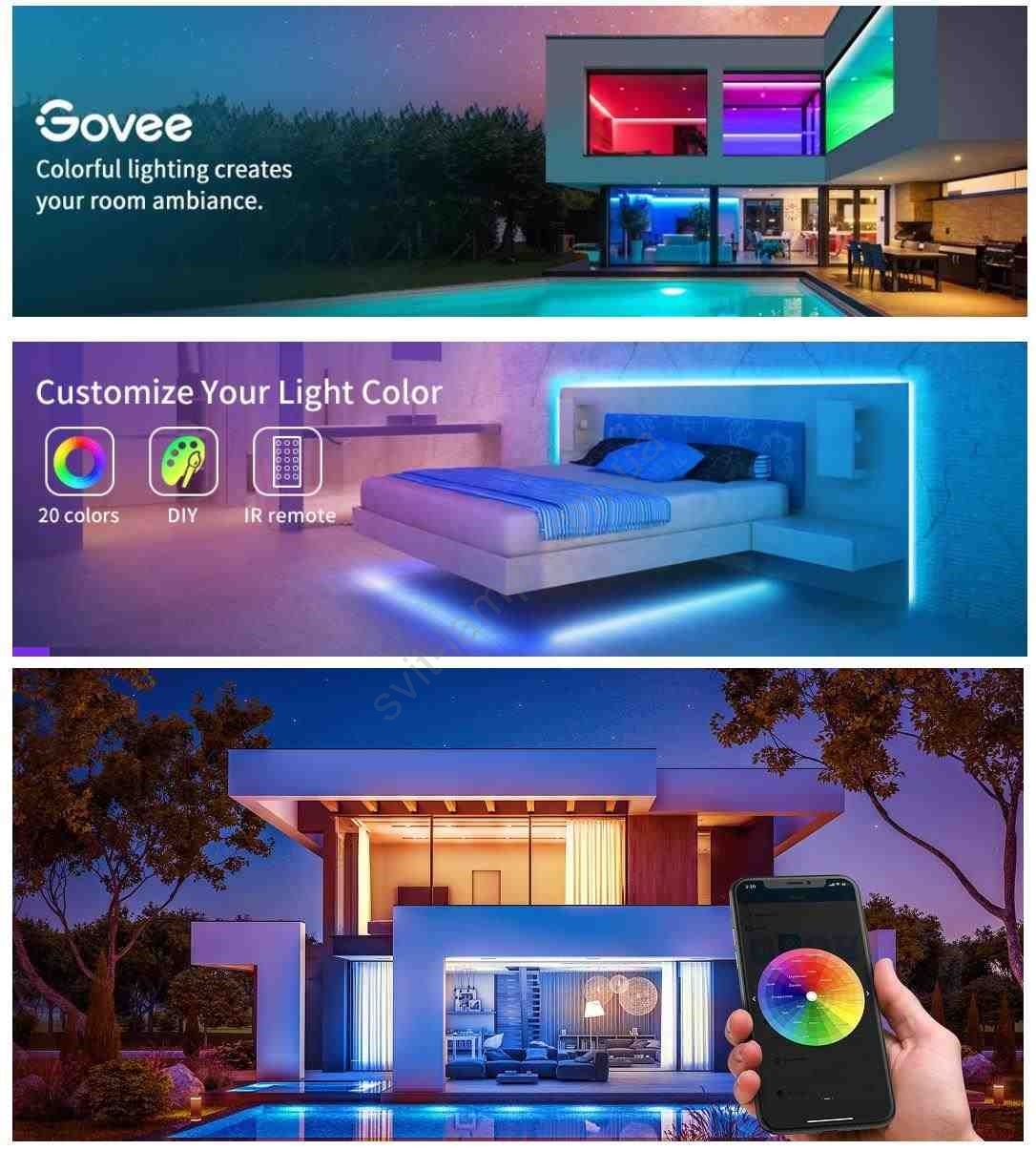 Стрічка світлодіодна розумна Govee H615A LED Strip Lights, 5м, RGB, WI-FI/Bluetooth, мікрофон, білий