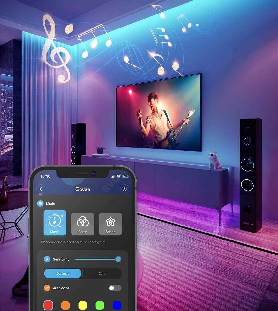 Стрічка світлодіодна розумна Govee H615A LED Strip Lights, 5м, RGB, WI-FI/Bluetooth, мікрофон, білий