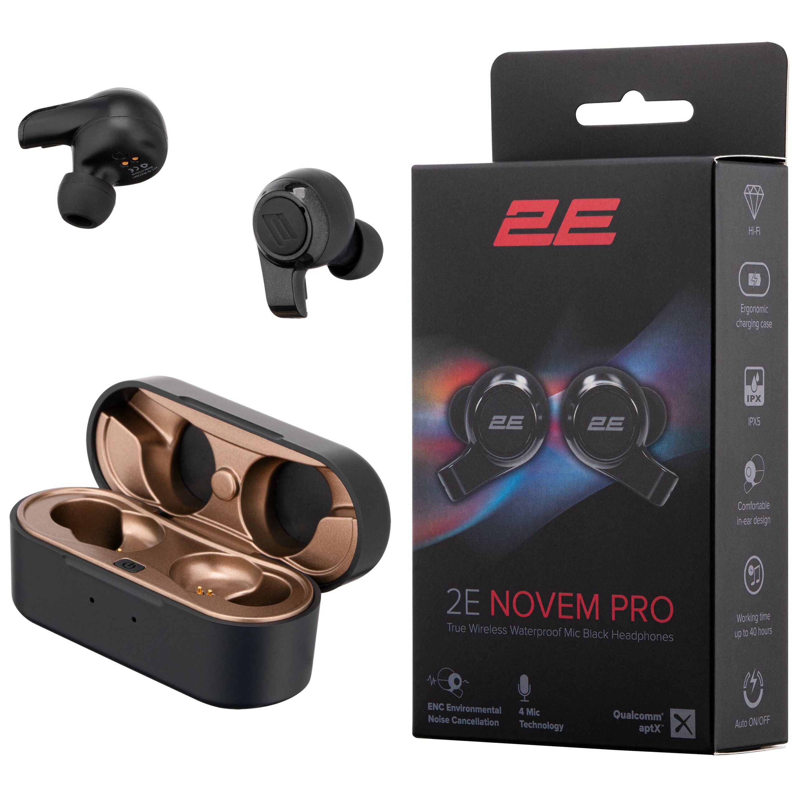 Навушники 2E Novem Pro True Wireless Waterproof Mic Black (2E-EBTWNPBK)