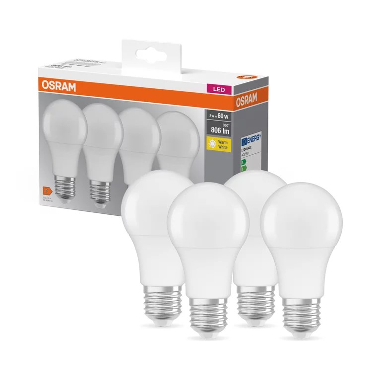 Набір ламп 4шт OSRAM LED E27 8.5Вт 2700К 806Лм A60