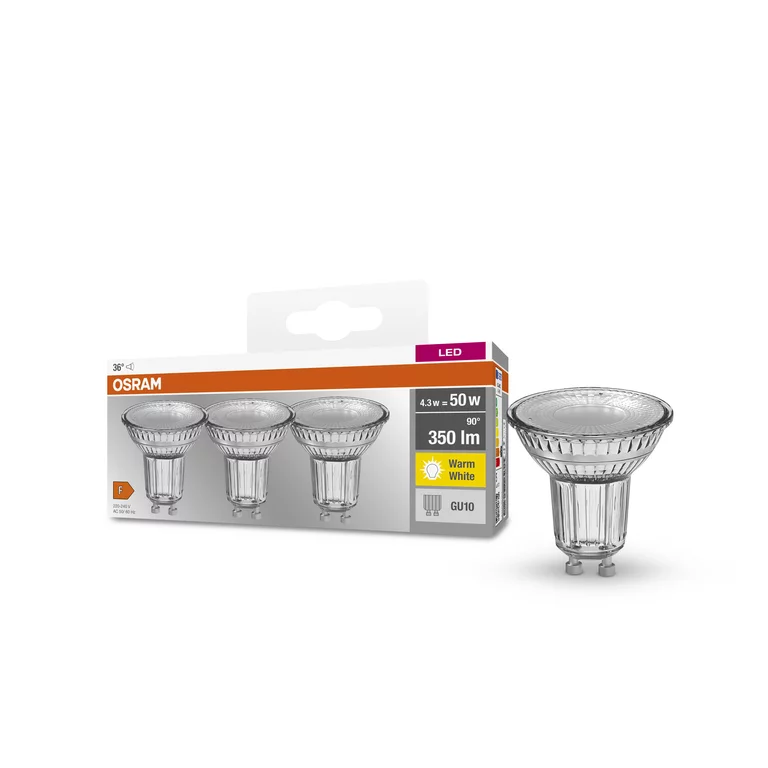 Набір ламп 3шт OSRAM LED GU10 4.3Вт 2700К 350Лм PAR16