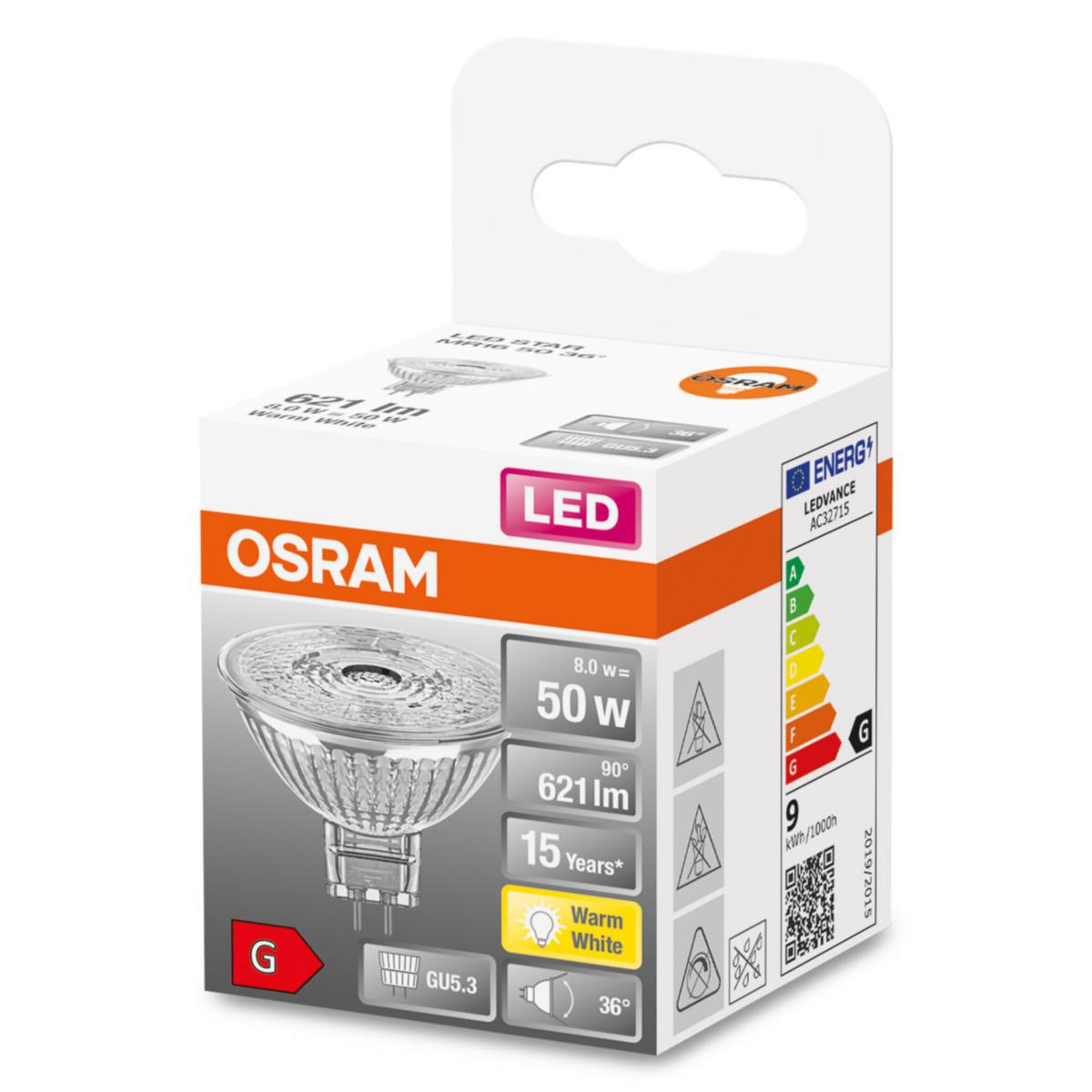 Лампа OSRAM LED GU5.3 8Вт 2700К 621Лм MR16 12В STAR