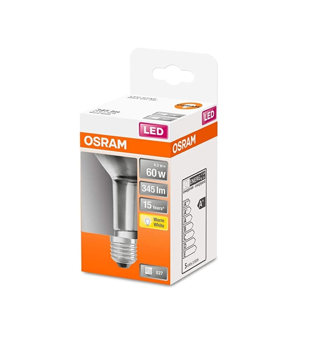 Лампа OSRAM LED E27 4.3Вт 2700К 350Лм R80 STAR