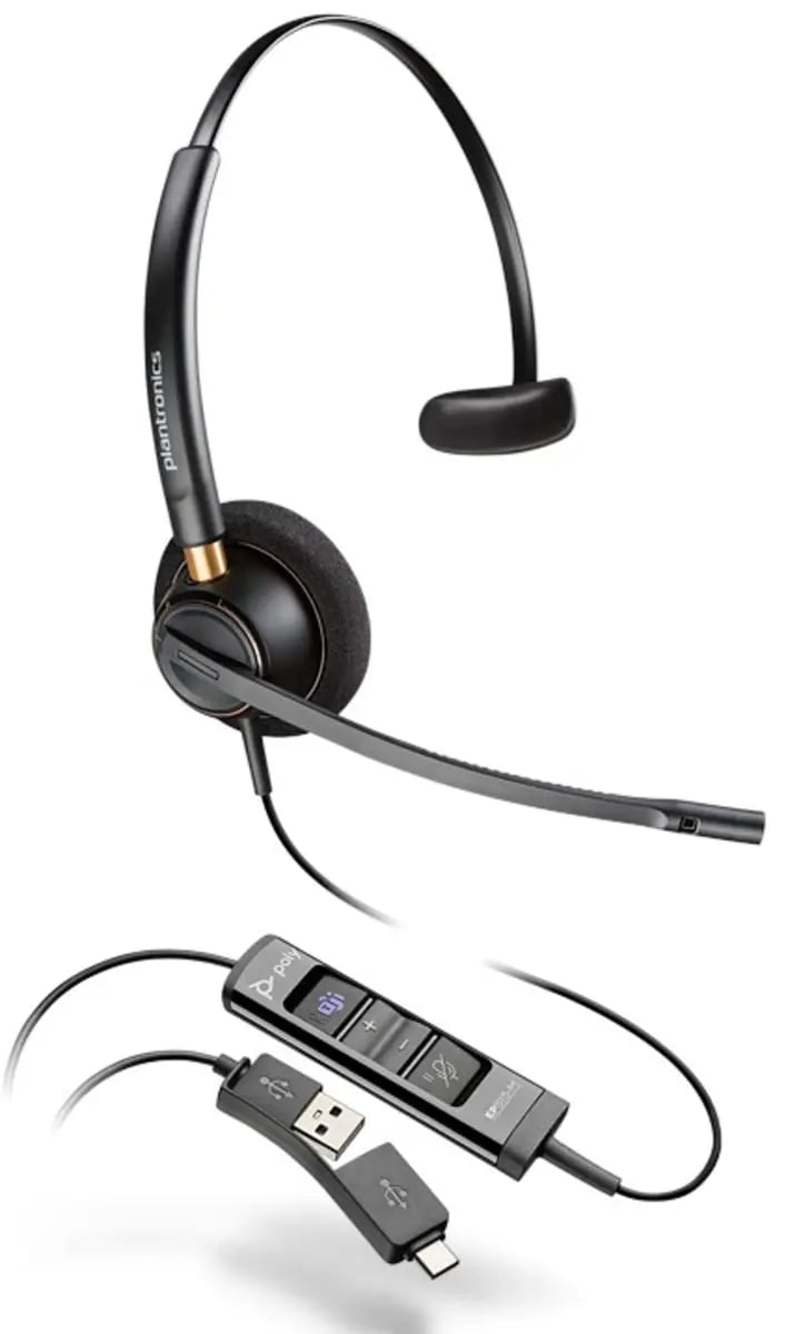 Гарнітура комп'ютерна моно On-ear Poly EncorePro 515-M, USB-A, всеспрямований, чорний