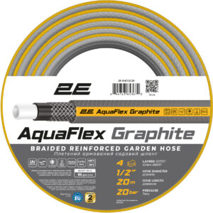 Шланг садовий 2Е AquaFlex Graphite 1/2" 20м 4 шари 15бар -10+50°C