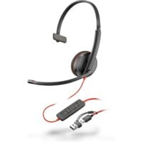 Гарнітура комп`ютерна моно On-ear Poly Blackwire 3210, USB-A, USB-C Black (8X214AA)