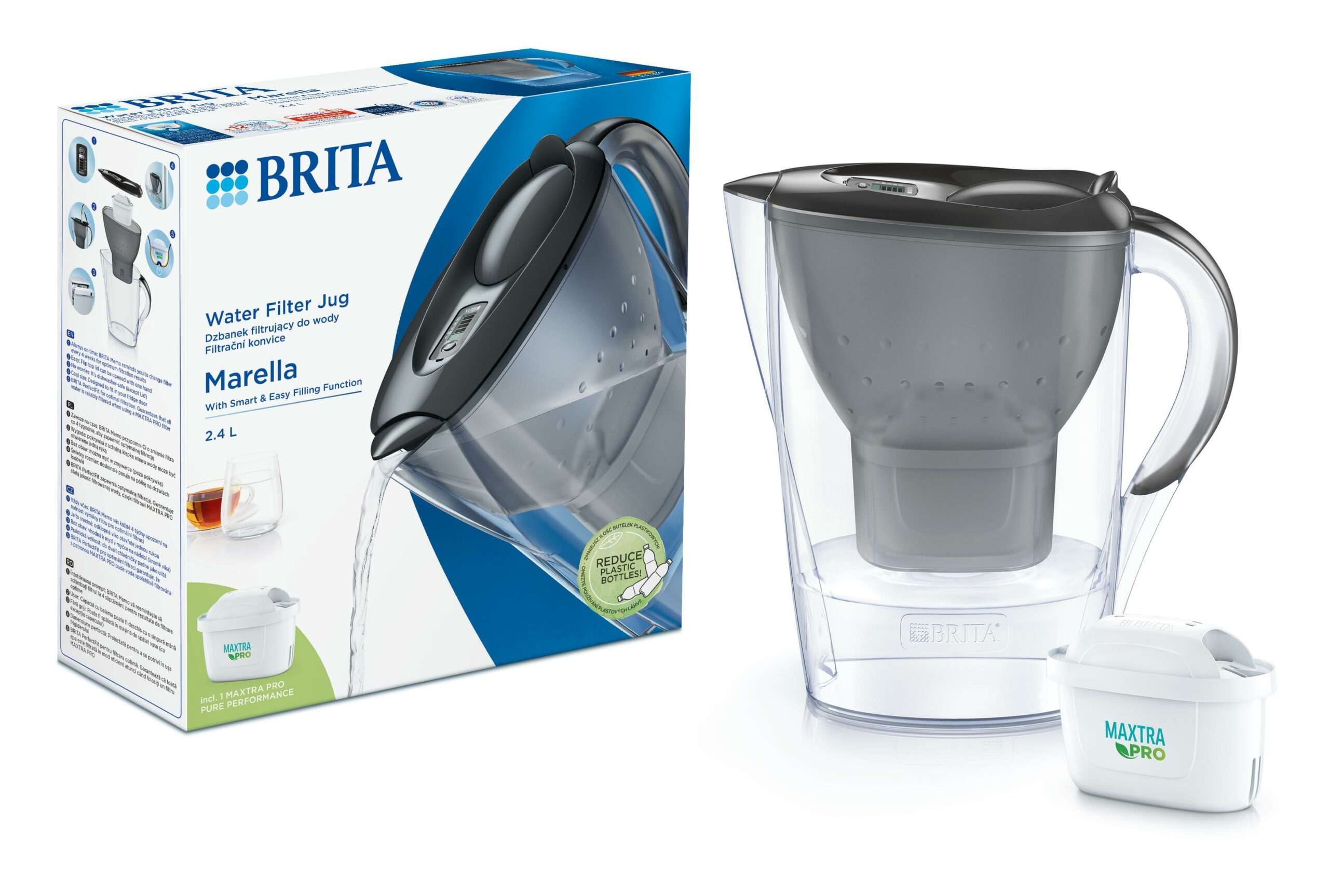 Фильтр-кувшин Brita Marella Memo MXPro 2.4л (1.4л очищенной воды) графит (1052794)