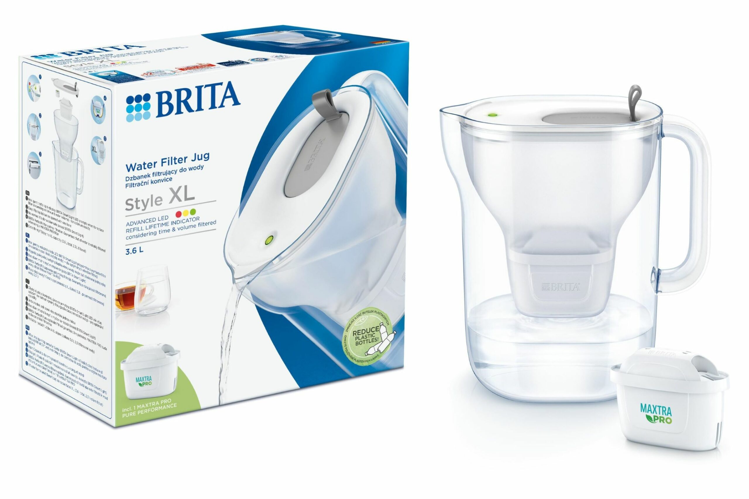 Фільтр-глечик Brita Style XL LED MXPro 3.6л (2.3л очищеної води) сірий (1052803)