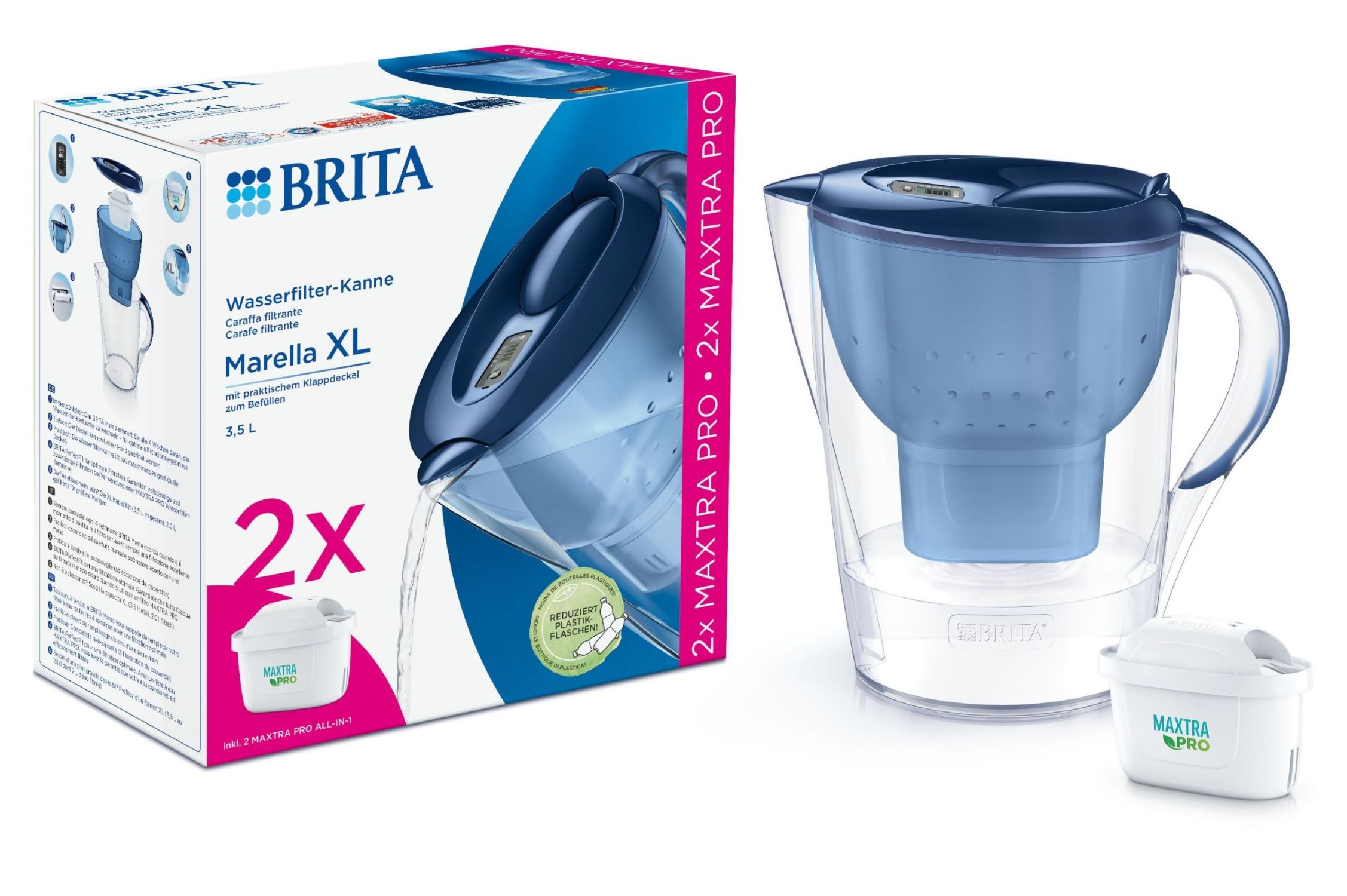 Фильтр-кувшин Brita Marella XL Memo MXPro 3.5л (2л очищенной воды) + 2 картриджа синий (1052786)