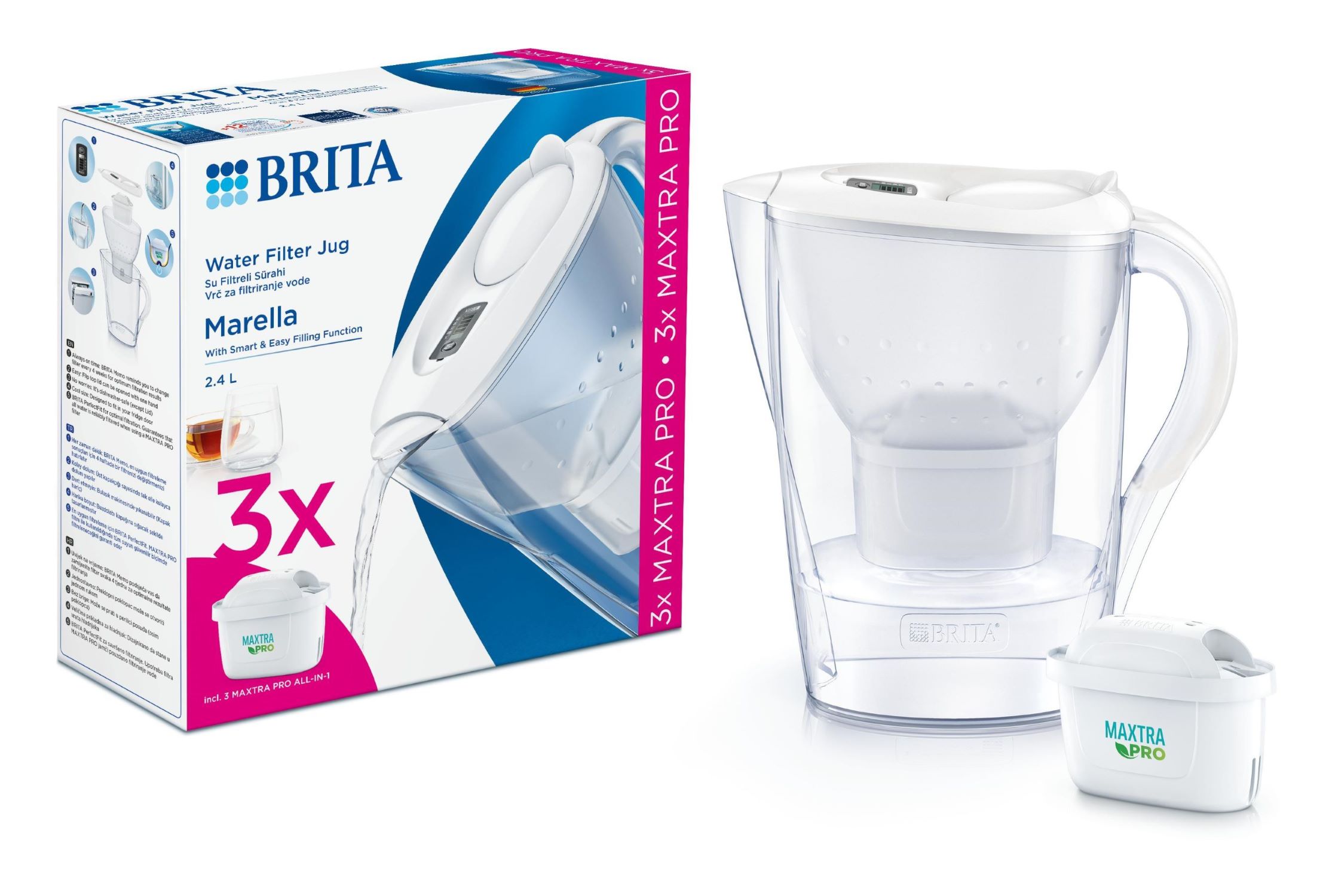 Фільтр-глечик Brita Marella Memo MXPro 2.4л (1.4л очищеної води) + 3 картриджі білий (1052791)