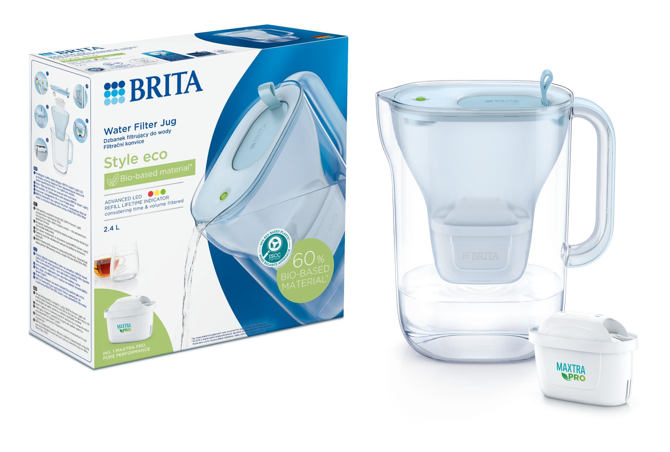 Фільтр-глечик Brita Style LED MXPro 2.4л (1.4л очищеної води) синій (1052807)