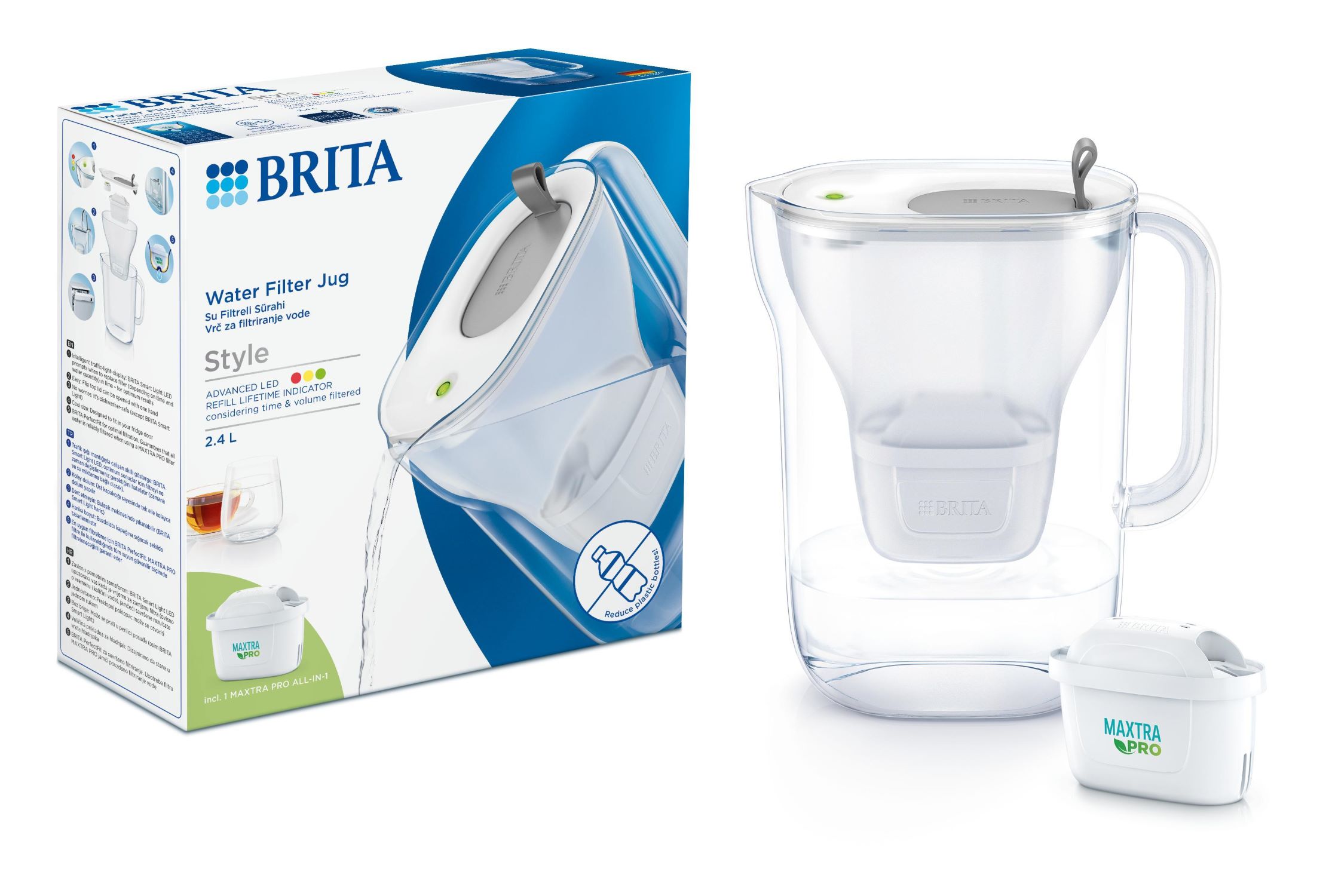 Фільтр-глечик Brita Style LED MXPro 2.4л (1.4л очищеної води) сірий (1052809)